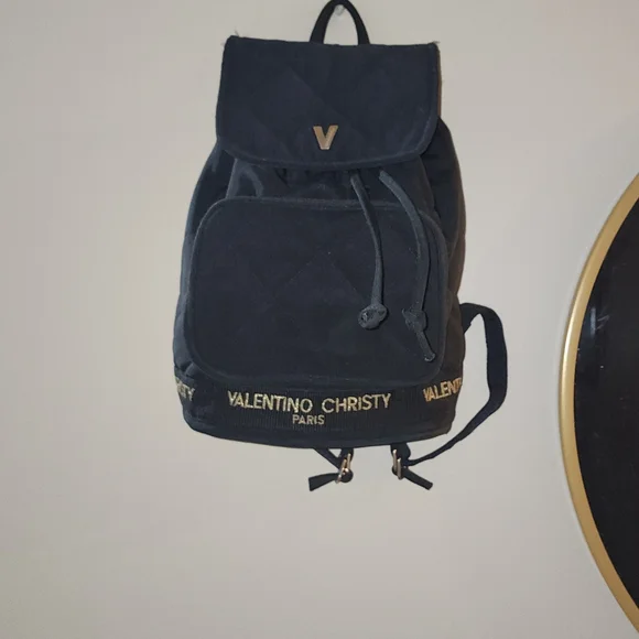 Valentino Christy Black Quilted Backpack In Excellent Condition